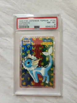 Vaporeon Topsun 1995 Prism Holo PSA 8 Blue Back Pokemon - Image 1