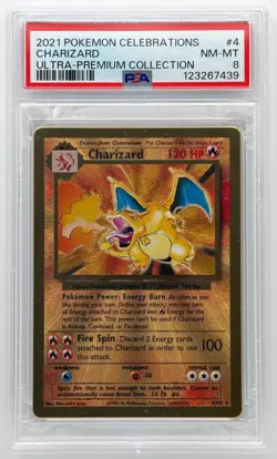2021 Pokemon Celebrations Charizard #4 Gold Metal Ultra Premium PSA 8 - Image 1