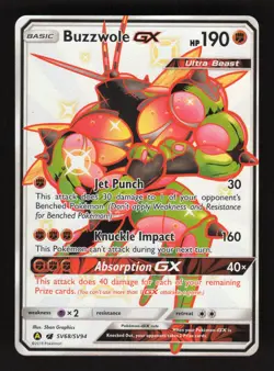 Buzzwole GX SV68/SV94 Pokemon Hidden Fates Holo Full Art Card - Image 1