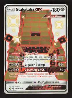 Stakataka GX SV74/SV94 Pokemon Hidden Fates Holo Full Art Card - Image 1