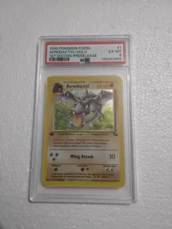 Pokemon TCG Aerodactyl Fossil Holo Very Rare Card 1/62 First Edition Prereleased - Image 1