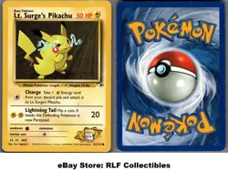 2000 Pokemon, Gym Heroes, #81/132 Lt. Surge's Pikachu, Common (b) - Image 1