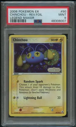Pokemon Chinchou Reverse Holo PSA 9 Mint 50/92 Legend Maker - Image 1