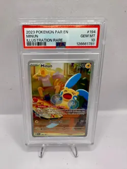 PSA 10 Pokemon TCG - Minun 194/182 - Paradox Rift - Illustration Rare - Gem Mint - Image 1