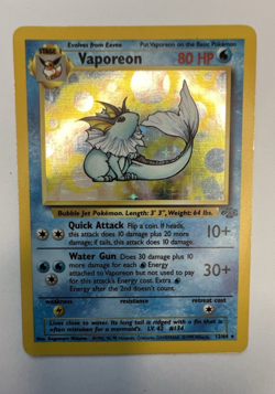 Pokemon TCG Vaporeon 12/64 Holo Rare Jungle 1999 Vintage WoTC LP * - Image 2