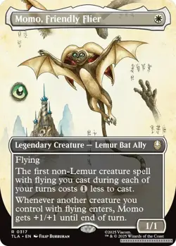 TCG MTG Momo, Friendly Flier (Borderless) [TLA - 317] - NM [Normal] - Image 1