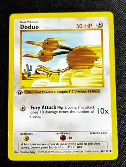 1999 Pokemon Base Set 1st Edition Doduo 48/102 Shadowless WOTC TCG Card Vintage - Image 1