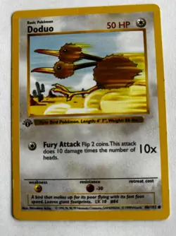 1999 Pokemon Base Set 1st Edition Doduo 48/102 Shadowless WOTC TCG Card Vintage - Image 3