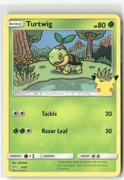 Pokemon Turtwig - 4/25 Promo McDonald's 25th Anniversary Promos 004/025 NM - Image 1