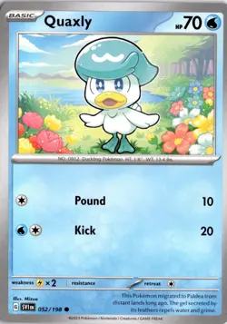 Quaxly 052/198 SV01: Scarlet & Violet Base Set Pokemon Card TCG - Image 1