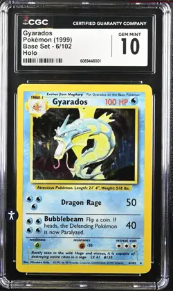 Gyarados Holo Base Set 6/102 Unlimited Pokemon TCG 1999 WOTC Vintage Card CGC 10 - Image 3