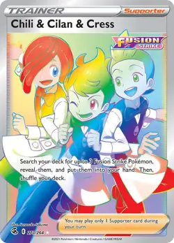 Chili & Cilan & Cress 273/264 SWSH Fusion Strike Full Art Pokemon Card Mint - Image 1