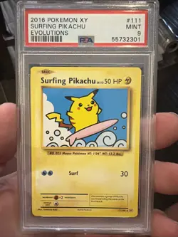 2016 POKEMON XY EVOLUTIONS #111 SURFING PIKACHU PSA 9 Looks Better IMO - Image 1