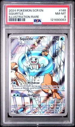PSA 8 Squirtle 148/142 Stellar Crown Illustration Rare NM-MT Pokemon - Image 1