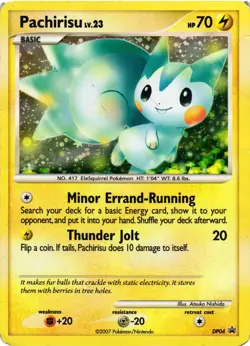 Pokemon TCG Pachirisu DP04 Holo Diamond and Pearl Black Star Promo DMG - Image 1