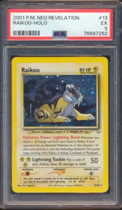 2001 POKEMON NEO REVELATION RAIKOU #13 HOLO PSA 5! - Image 1