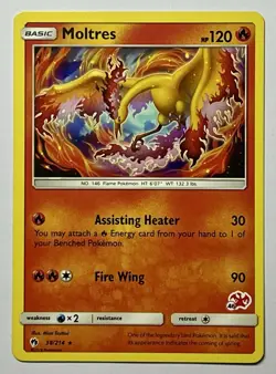 Moltres 38/214 (NM) STAMPED 46 Sun & Moon: Lost Thunder 2019 Pokemon Card - Image 1