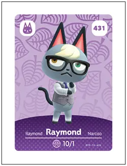 431 Raymond, Animal Crossing Amiibo Card - Series 5, Authentic, NM - Image 1