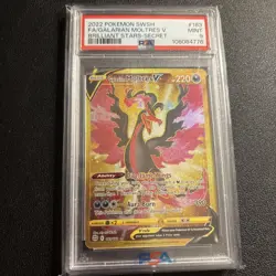 Pokemon TCG Galarian Moltres v 183 Gold Secret Rare Card Brilliant Stars PSA 9 - Image 1