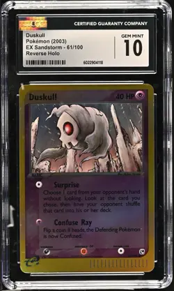 CGC 10 GEM MINT Duskull 61/100 EX Sandstorm REVERSE HOLO 2003 Pokemon Card - Image 1