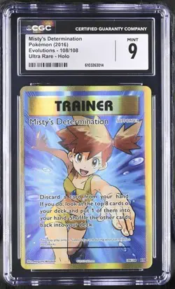 MISTY'S DETERMINATION EVOLUTIONS-FA POKEMON XY EVOLUTIONS 2016 108 CGC PSA 9 - Image 1