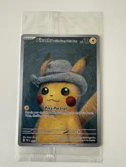 Pokemon TCG SVP085 Pikachu Grey Felt Hat Van Gogh Promo Card – Sealed / Unopened - Image 1