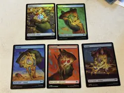 mtg full art foil pizza land set, 1 of each color, borderless, TMNT, unplayed - Image 1