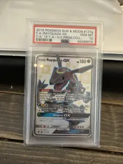 2018 Pokemon Sun & Moon Celestial Storm Rayquaza GX Full Art FA #177a PSA 10 Gem - Image 1