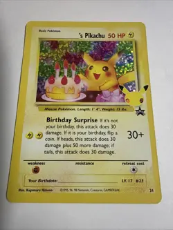 Birthday Pikachu 24 | Black Star Promo | Holo Pokemon Card NM - Image 2
