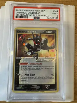 2021 POKEMON SWSH BLACK STAR PROMO #144 GRENINJA-GOLD STAR PSA 9 - Image 1