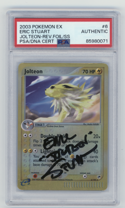 PSA Signed Eric Stuart Pokemon TCG Jolteon EX Sandstorm 6/100 Holo Rare - Image 1