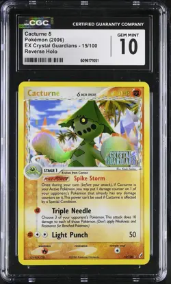 CGC 10 GEM MINT Cacturne Crystal Guardians 15/100 Reverse Holo STAMPED Pokemon - Image 1