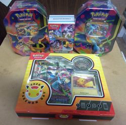 POKEMON 2026 POKEMON DAY BOX + (2) MEGA CHARIZARD TINS + DESTINED BUNDLE - Image 1