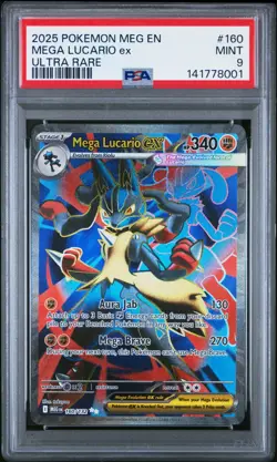 2025 POKEMON MEG EN-MEGA EVOLUTION ULTRA RARE #160 MEGA LUCARIO EX PSA 9 - Image 1