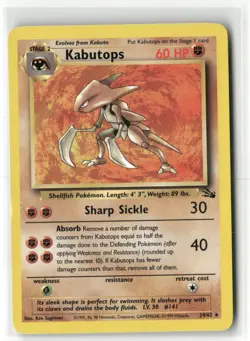 Pokemon Kabutops (24) 24/62 Unlimited Fossil Rare - Image 1