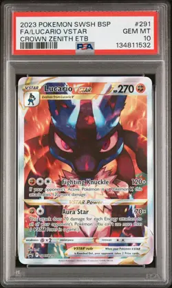 2023 POKEMON SWSH BLACK STAR PROMO #291 FULL ART/LUCARIO VSTAR PSA 10 - Image 1