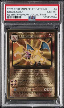 2021 POKEMON CELEBRATIONS ULTRA-PREM COLL #4 CHARIZARD PSA 8 - Image 1