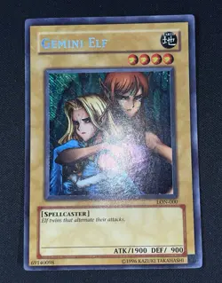 Yugioh Gemini Elf LON-000 Secret Rare Reverse Foil Error NM-Mint - Image 1