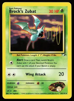 Brock's Zubat 24/132 Rare Gym Heroes Pokemon Card - Image 1