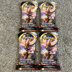 Pokemon TCG Rebel Clash Sleeved Booster Pack Lot of 4 Sword & Shield Era - Image 1