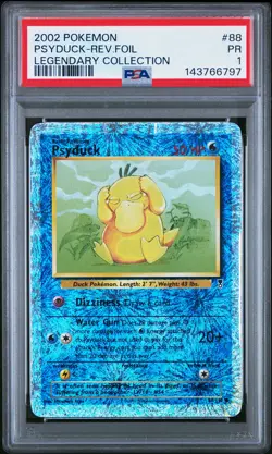 Psyduck Reverse Holo PSA 1 2002 Pokemon Legendary Collection #88 POP 17 - Image 1