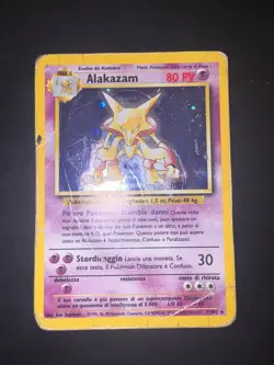 Pokemon Alakazam 1/102 Set Base Rara Holo Unlimited Wizards ITA Carte Vintage - Image 1