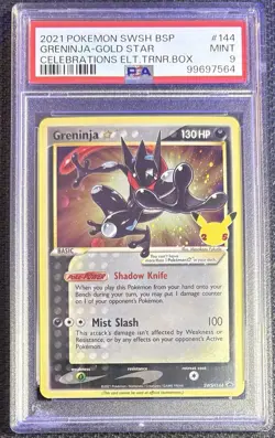 2021 Pokemon Greninja Gold Star Promo SWSH BSP 144 Celebrations Elite PSA 9 - Image 1