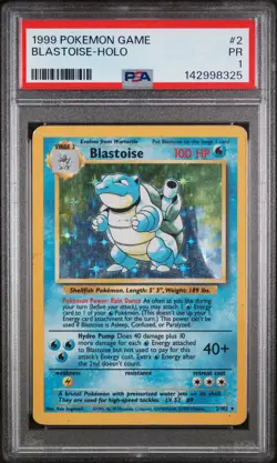 1999 POKEMON BASE SET UNLIMITED #2 BLASTOISE-HOLO PSA 1 - Image 1