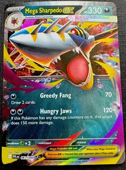 Pokemon TCG: 2025 Mega Sharpedo Ex 061/094- DOUBLE RARE HOLO-Phantasmal Flames - Image 1