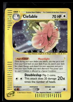 Pokemon TCG Clefable Holo Card 7/165 Expedition Base Set 2002 - Image 1