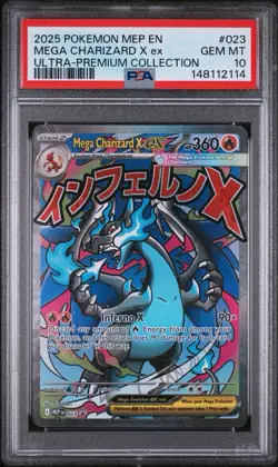2025 POKEMON MEP EN-ME BLACK STAR PROMO #023 MEGA CHARIZARD X EX PSA 10 - Image 1