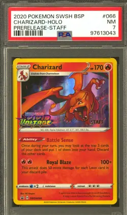 Pokemon Vivid Voltage Prerelease Staff Charizard SWSH066 PSA 7 - Image 1