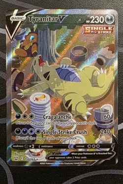 Pokemon Tyranitar V Alt Art 155/163 UR Holo Battle Styles NM Back Error - Image 1