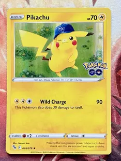 Pikachu Pokemon GO Stamped Holo 028/078 Sword & Shield Card 2022 NM ⚡ - Image 1